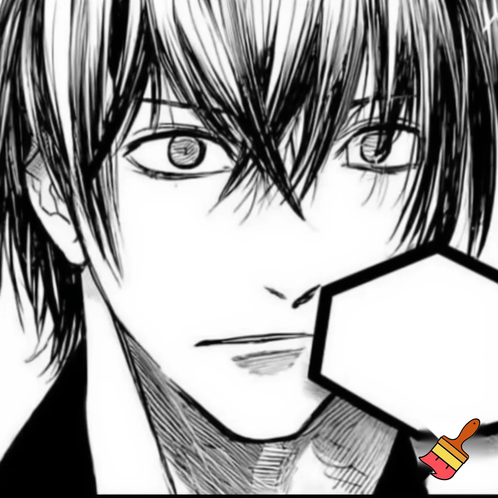 fait la en noir et blanc et plus style manga
