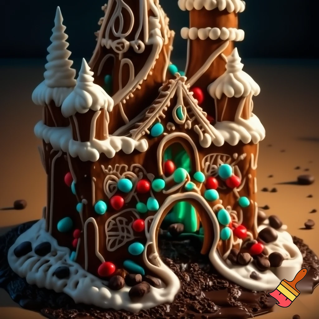 A gingerbread house castle chocolate