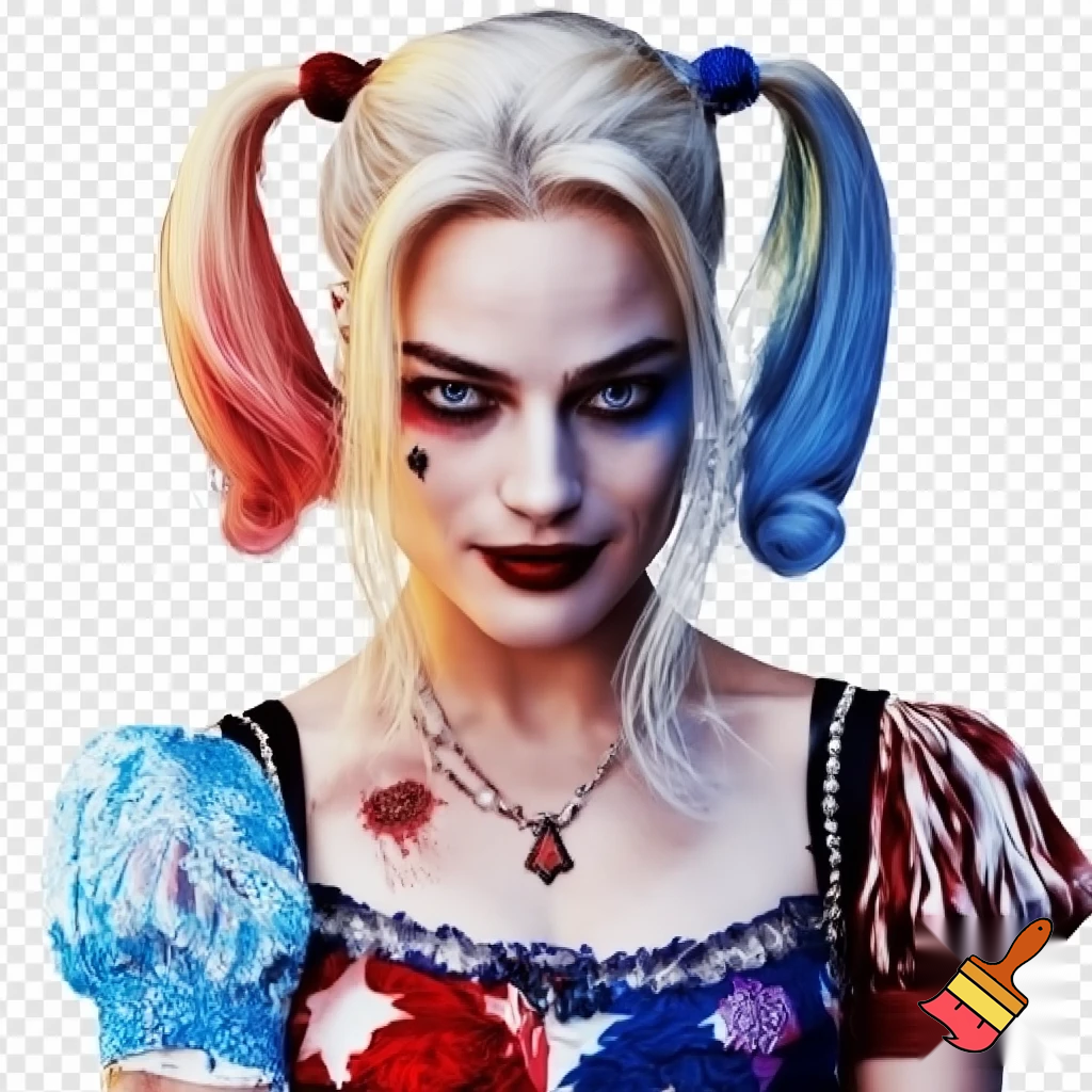 Harley Quinn two pigtails blonde hair red wedding dress marrying killer frost Caitlin Snow White short hair blue eyes ice blue wedding dress 