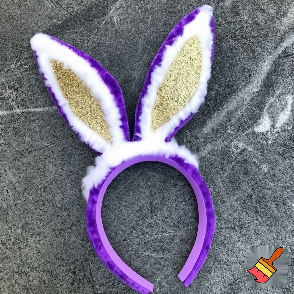 Easter bunny headband, top hat, purple and white with glitter gold purple glitter velvet and delicate top hat headband