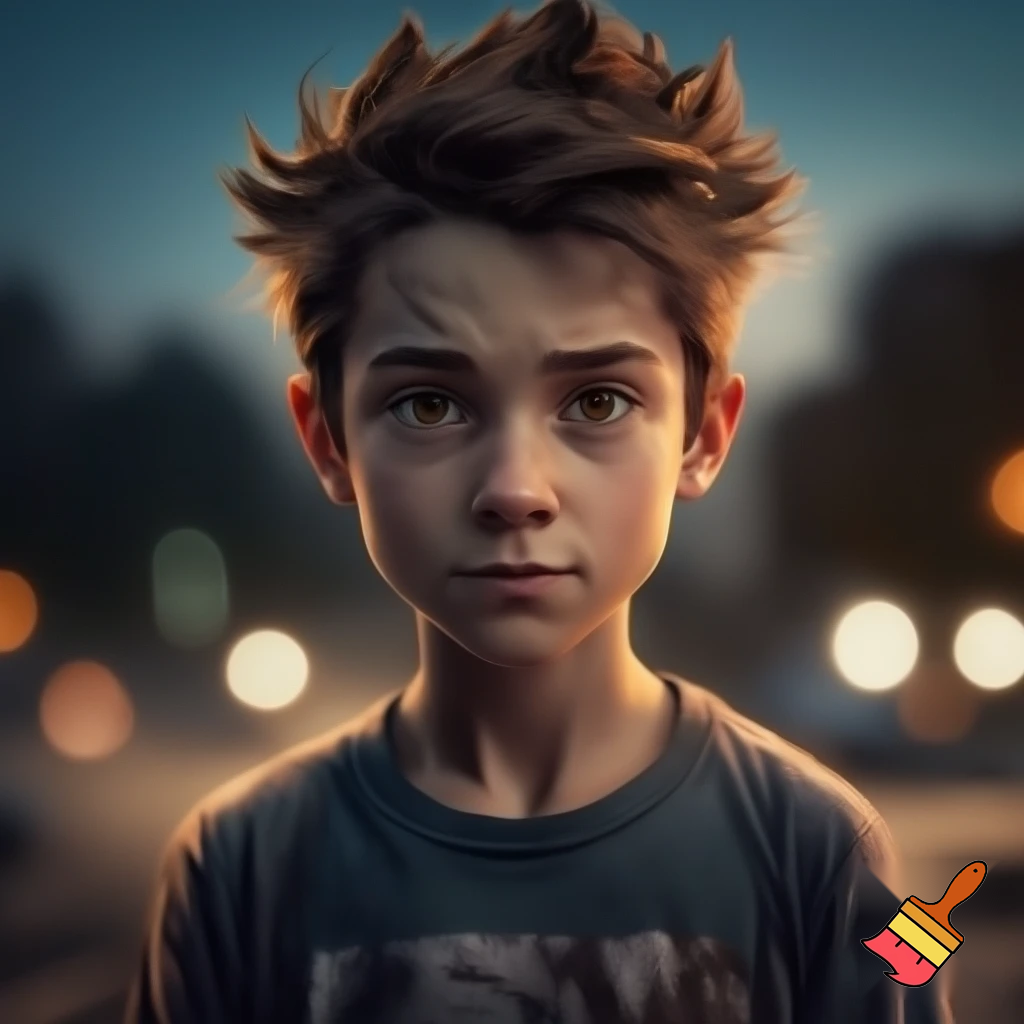 Boy teenager spiky brown hair
