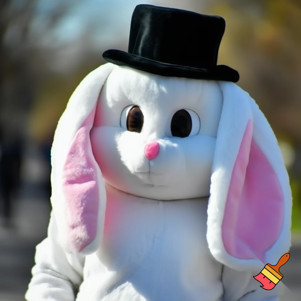 Easter bunny mascot costume top hat