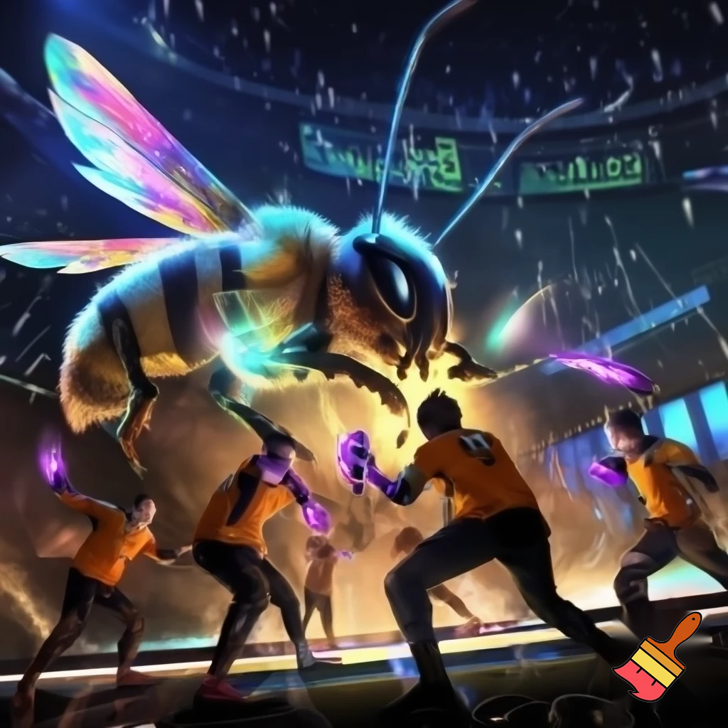 esports team fnatic fighting a big bee
