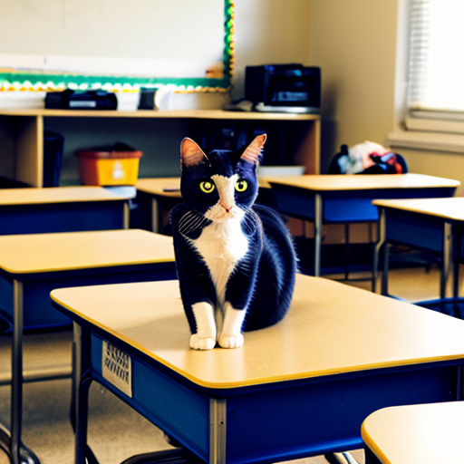 cat sitting in a classroom
