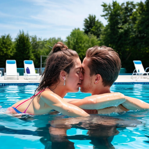 Goretzka and Vanessa at the pool 