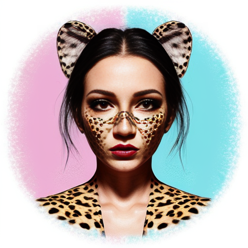 make this art unique with features  and change background and make cheetah print on the cheeks 