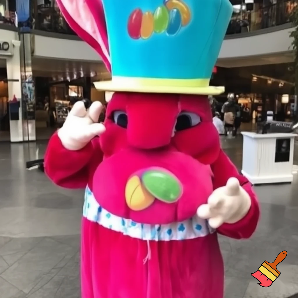 Easter bunny mascot costume shopping Centre top hat Luna Park Sydney