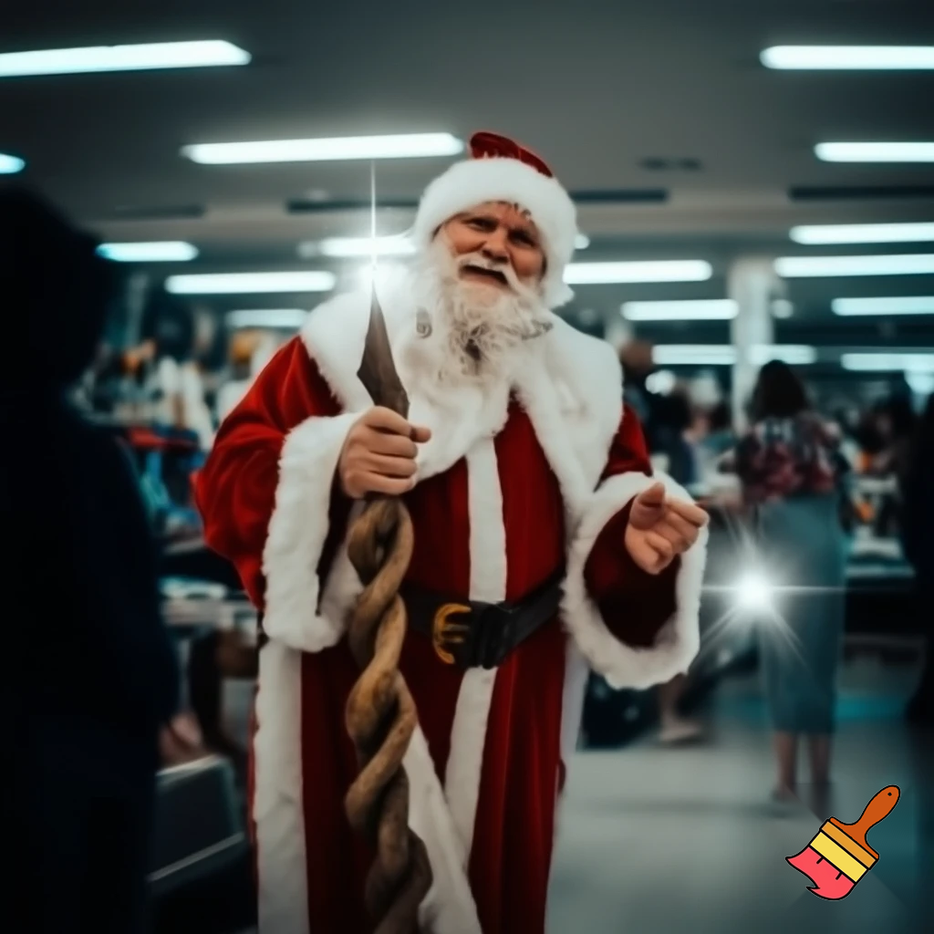 Santa Claus magic walking stick staff Russia shopping Centre Australia shopping immune in a star