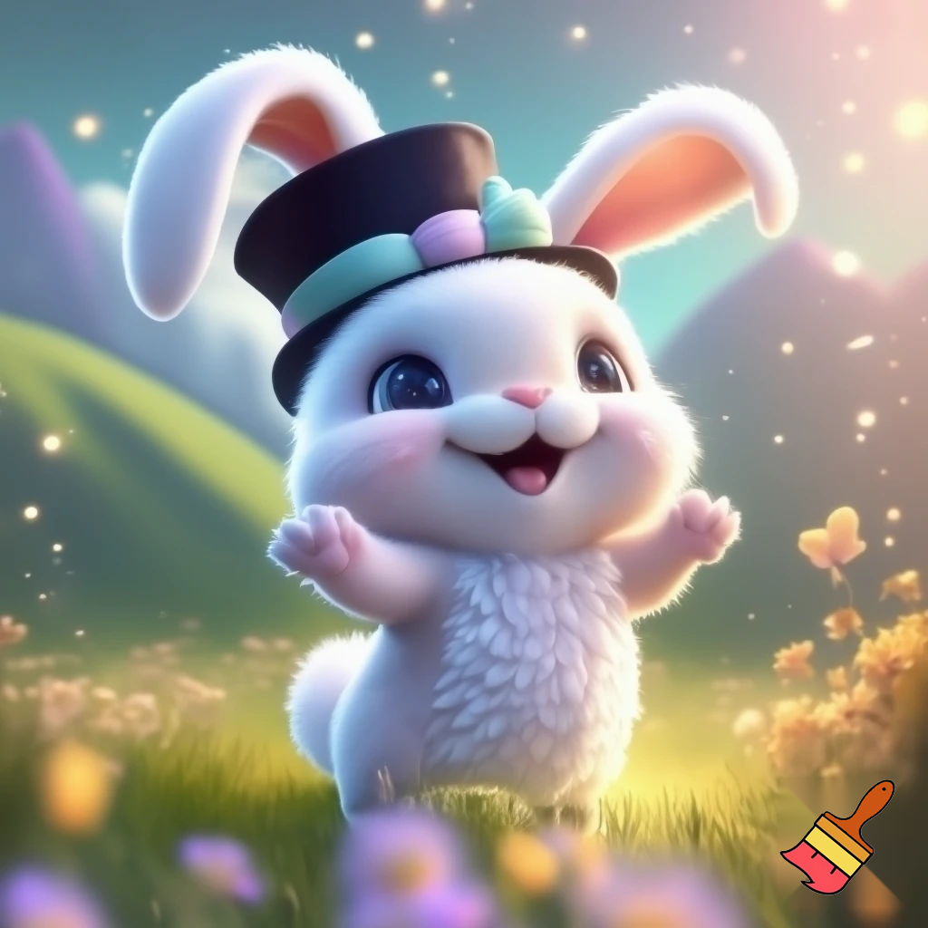 Easter bunny mascot top hat costume