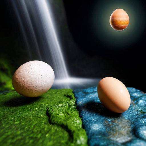 atom with DNA with cell with egg with waterfall with earth and moon