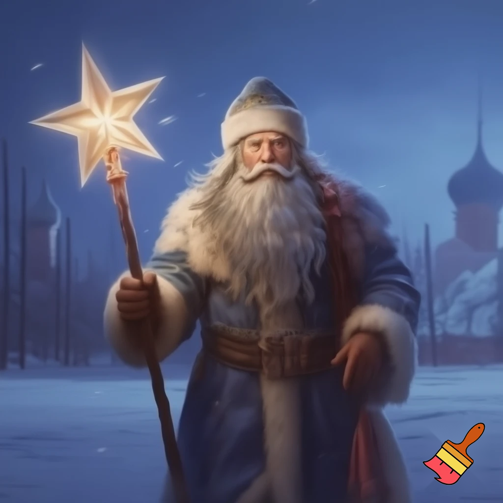 Russia, Santa Claus walking sticks star