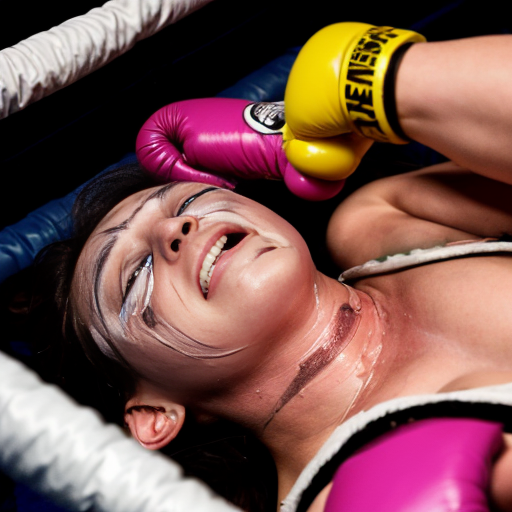 Girlfriend from Friday Night Funkin on her stomach arms sprayed out being sedated by pink knockout gas drooling eyes half-lidded