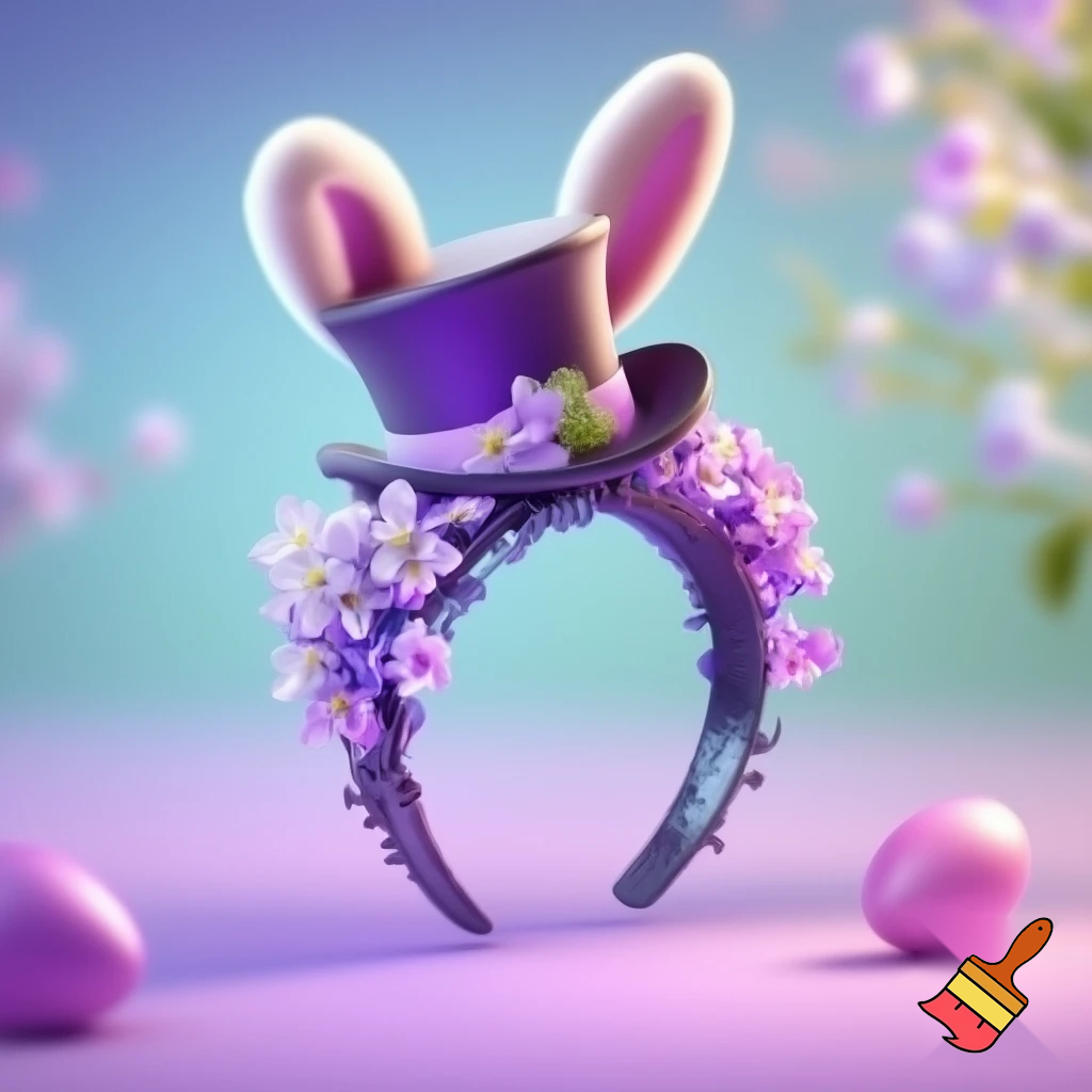 Easter top hat headband, Easter bunny headband, top hat, purple and white