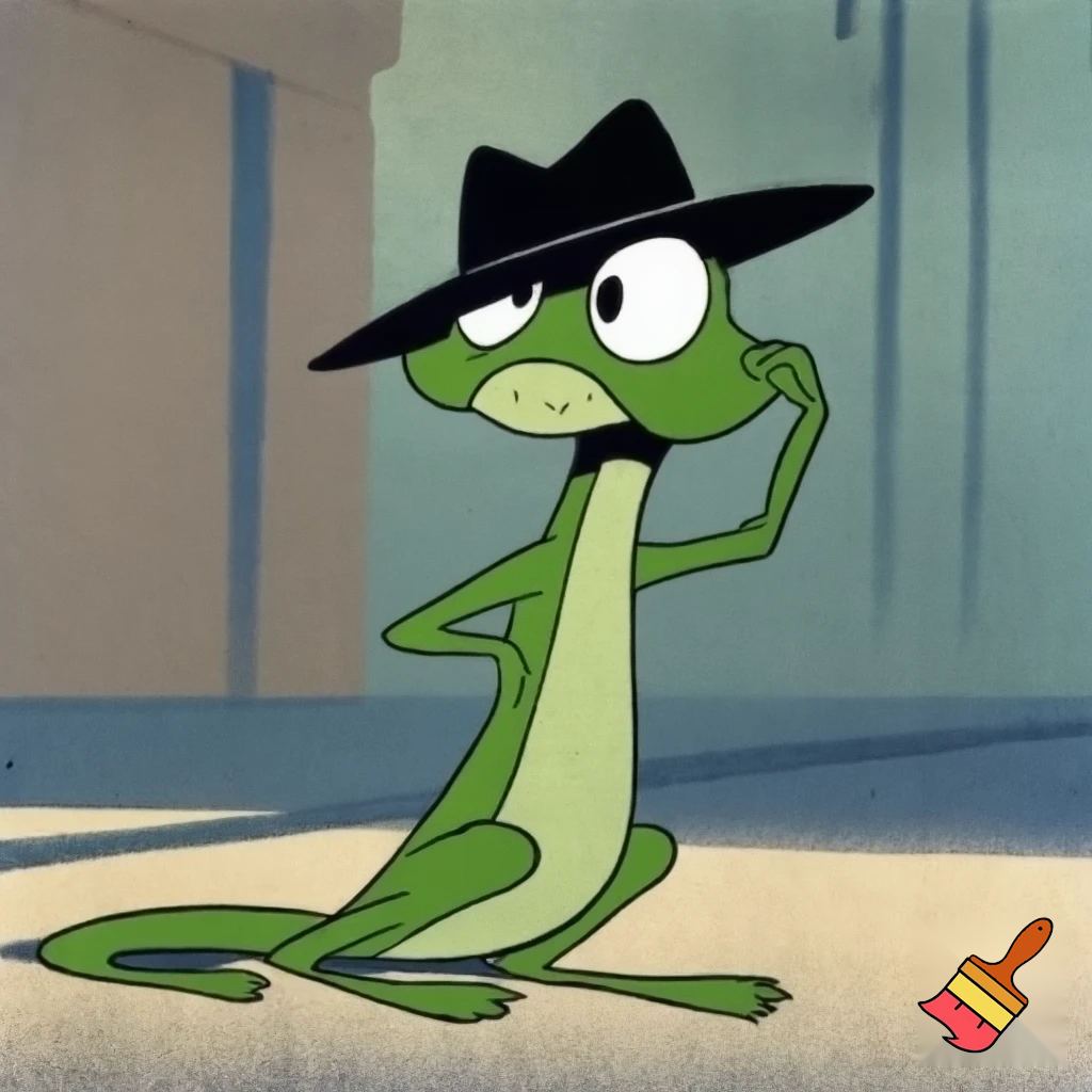 Lizard in the style of a classic 30s cartoon 