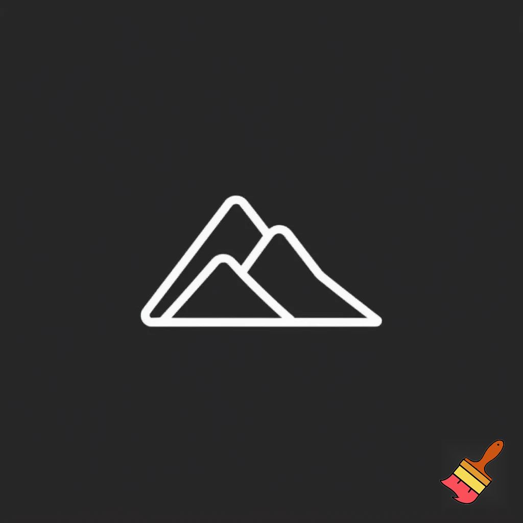 single icon of mountain in line art