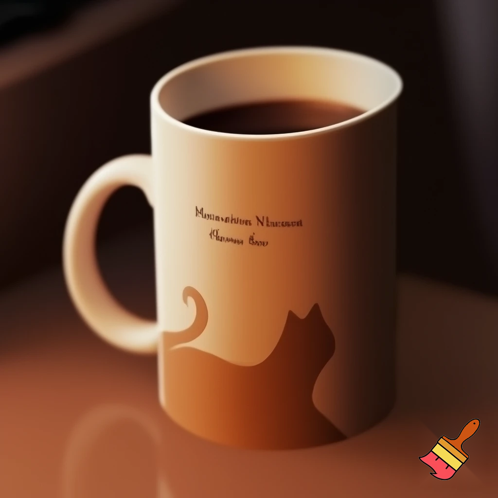 i want a coffe mug wrap
in which you have to add a cat, here cat is a hidden sign 
i want it for my bf
also add some quote 
most important our relationship is private 


