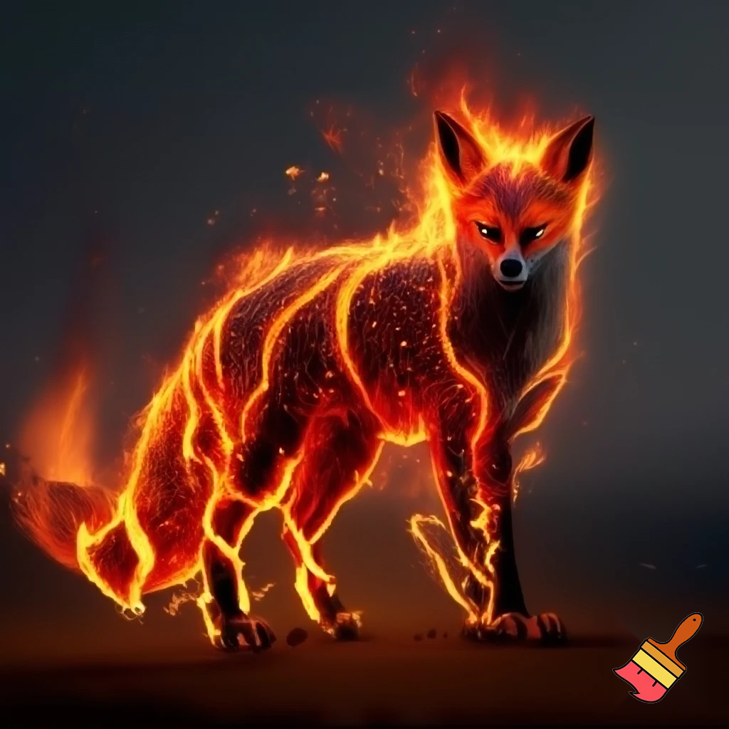 en ræv lavet af ild