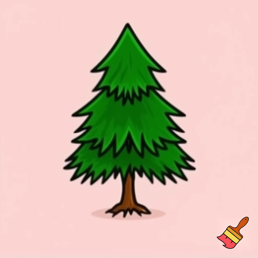 icon of fir tree in cartoon style