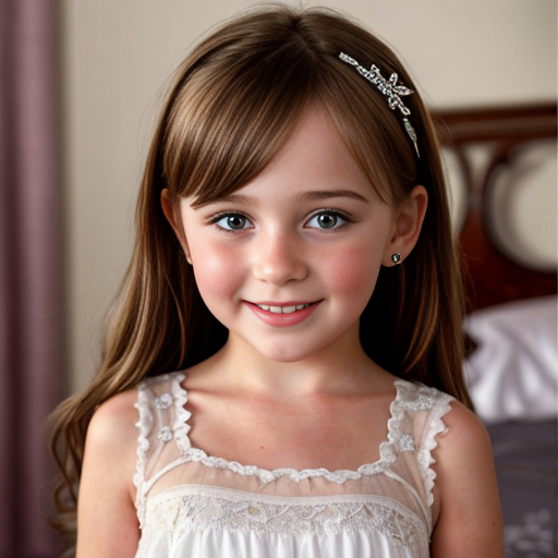 greek little girl sisters at night dress, very beautiful and eager, on the bedroom, close up