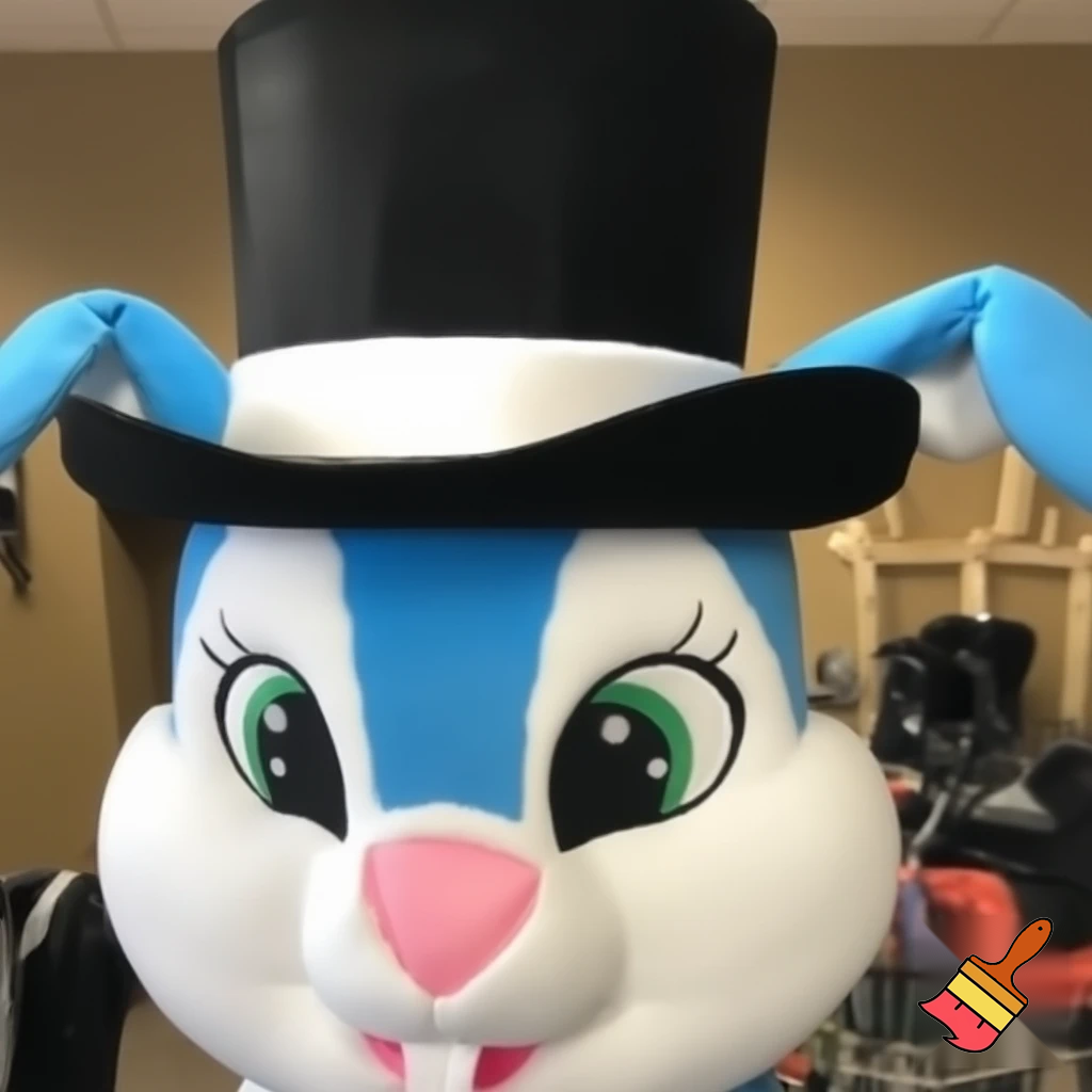 Easter bunny mascot top hat costume