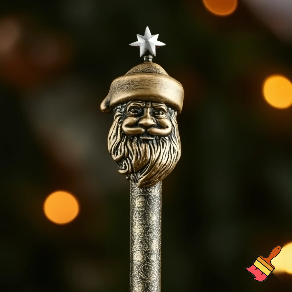Russian Santa Claus walking stick with a star Santa Claus the real Santa Claus metal
