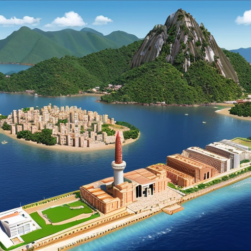 Turkish Island Republic of South America in 2050 with buildings in the Turkish dub.
