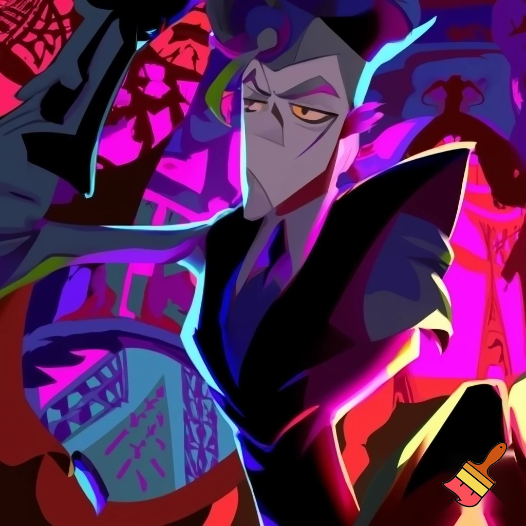 Percival from Vox Machina in the cartoon style of hazbin hotel 