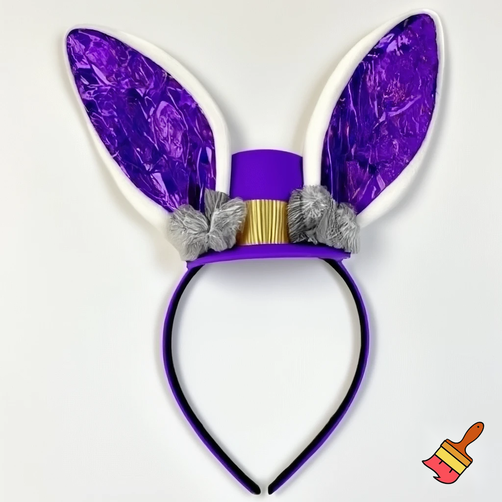 Easter bunny top hat headband, purple and white gold and silver