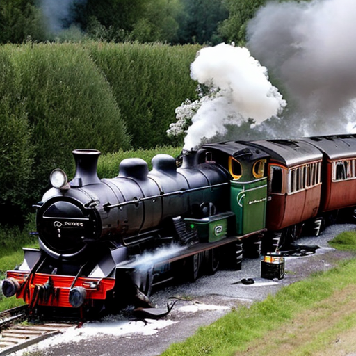 A steam train crashes