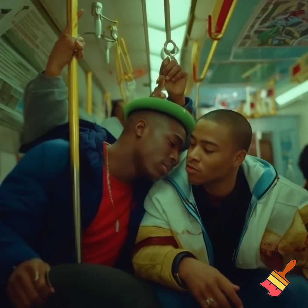 Two labubu having sex on a subway