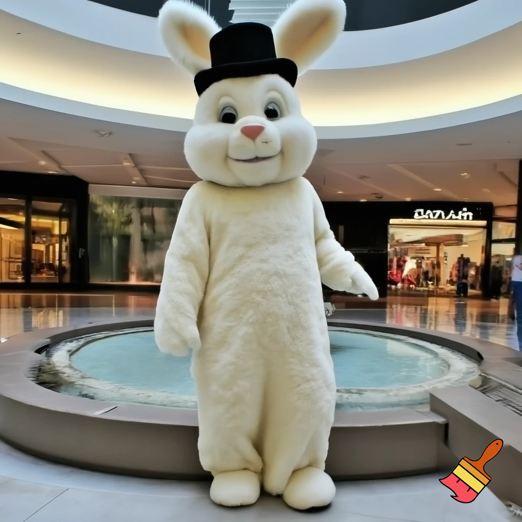  Easter bunny mascot costume top hat special land special in delicate shopping Centre Fountain Gate a colour face