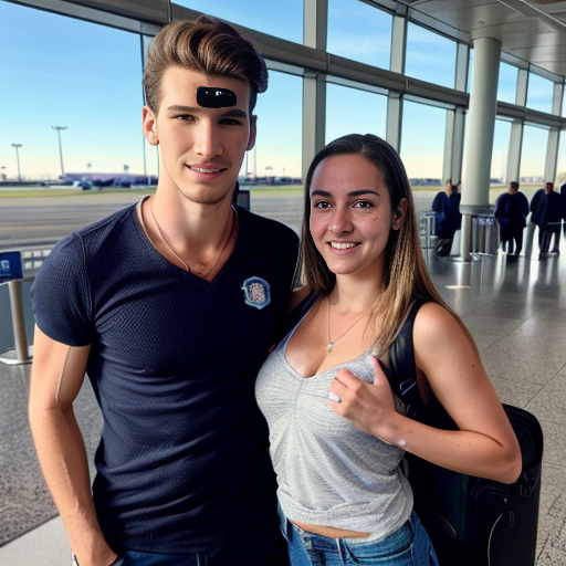 Goretzka and Vanessa at the airport 