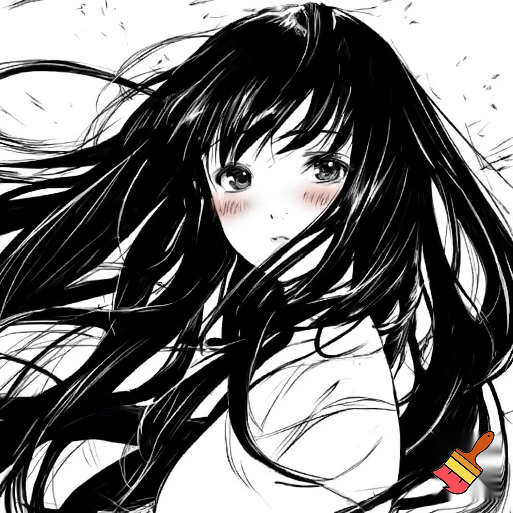 fait la en noir et blanc et plus style manga c une fille cheuveux long et tres 
ebourife  style dessin adolessante de 16 ans



