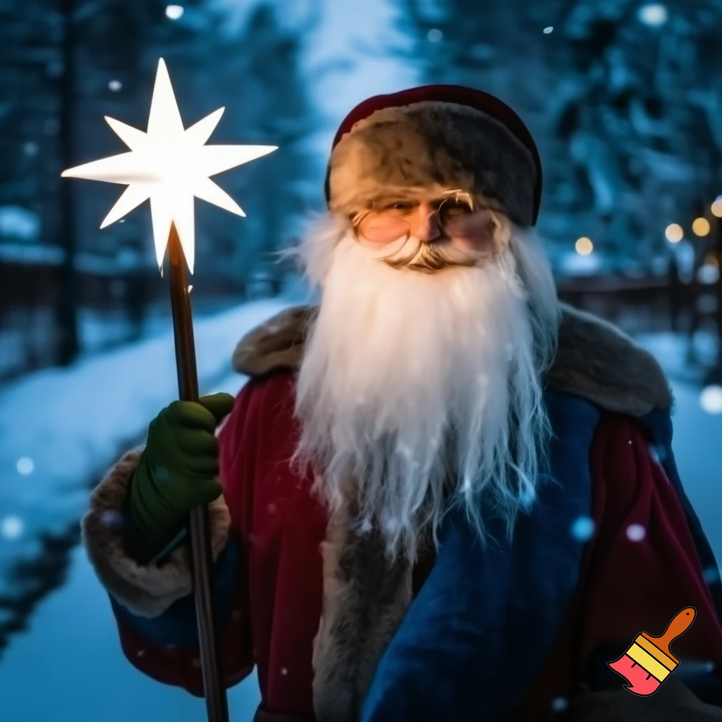 Santa Claus Russian with a star walking stick