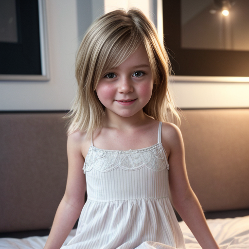 finnish little girl sisters at night dress, very beautiful and eager, on the bedroom, short blonde hair, close up