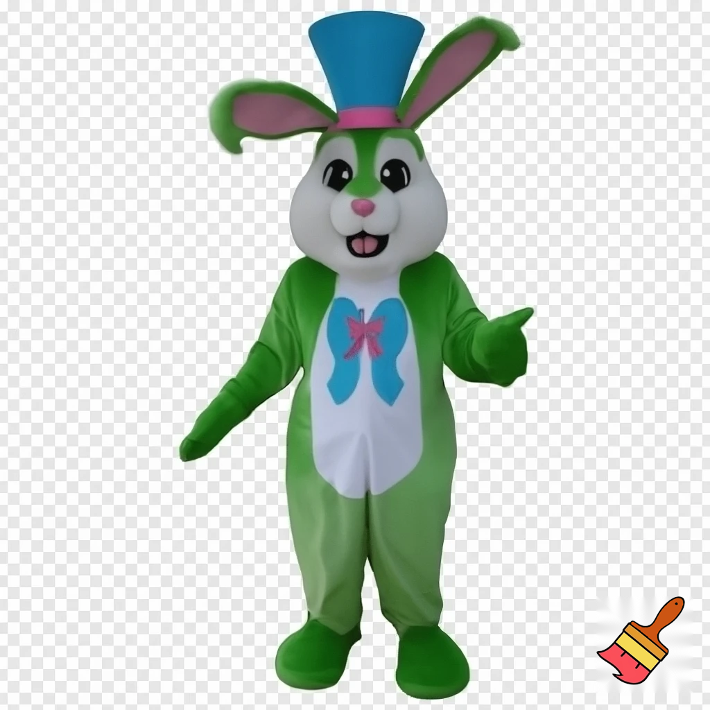 Easter bunny mascot top hat costume with a