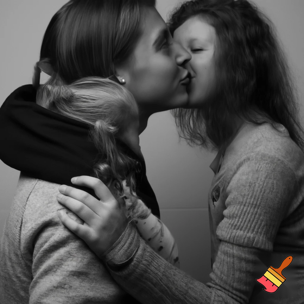 girl showing her ass when kissing man