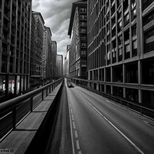 german expressionism city with an exagerated architexture and distorted lines with a dark tone
