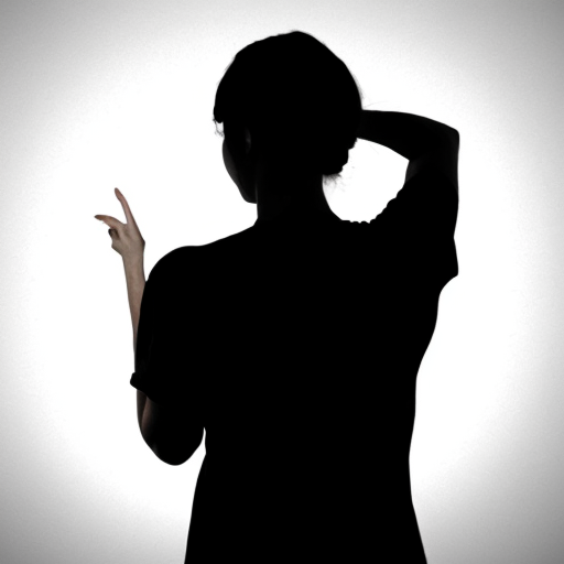 image of a person pointing at their back with 2 hands silhouette with arms bent