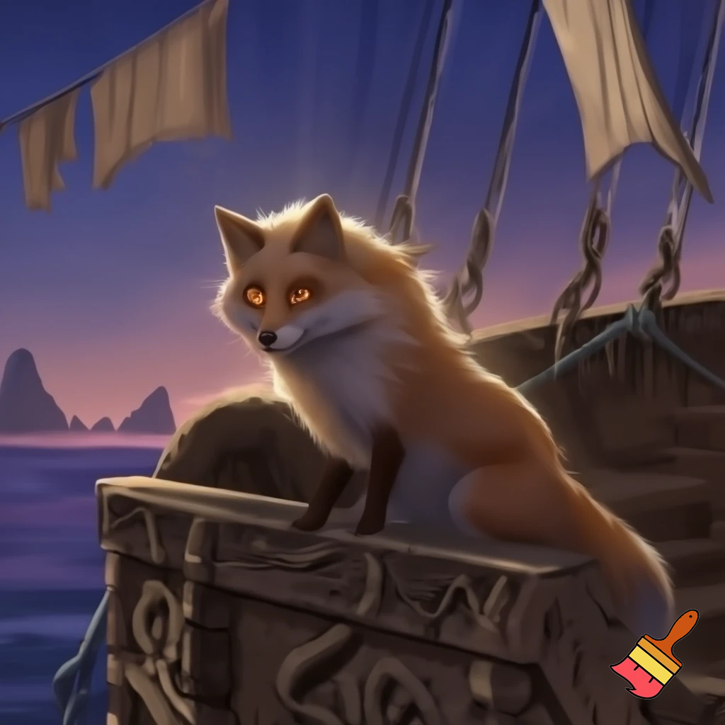 Fantasi ræv der sidder på et på skib.