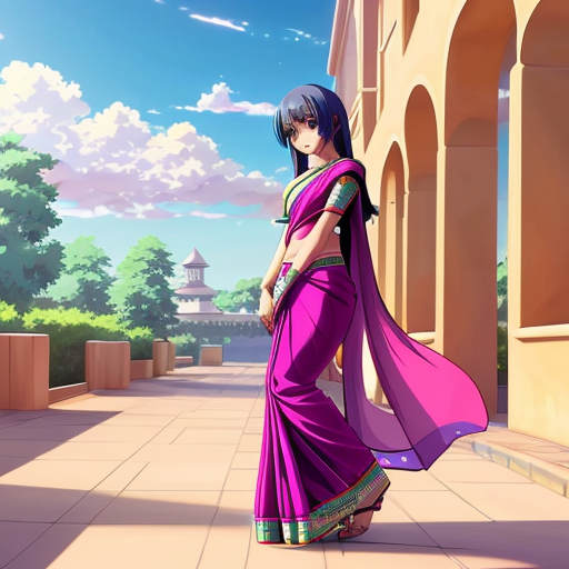 Girl in saree in step by step