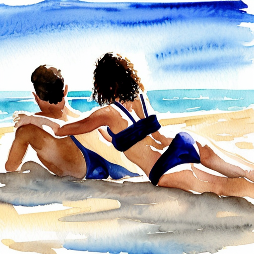 2 mans in a beach, one higschool girl in with swimsuit in one of the mans lap, the other man holding her swim bra shes wearing, laying down