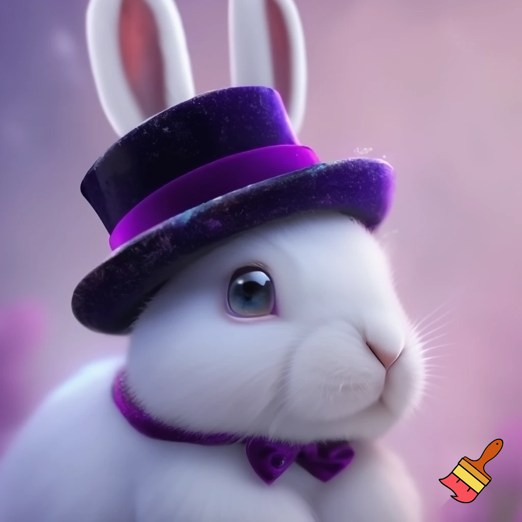 Black top hat with bunny ears velvet white and purple purple and white headband fabric and velvet glitter, purple and pink special present true special and delicate velvet white purple Easter bunny is Ben