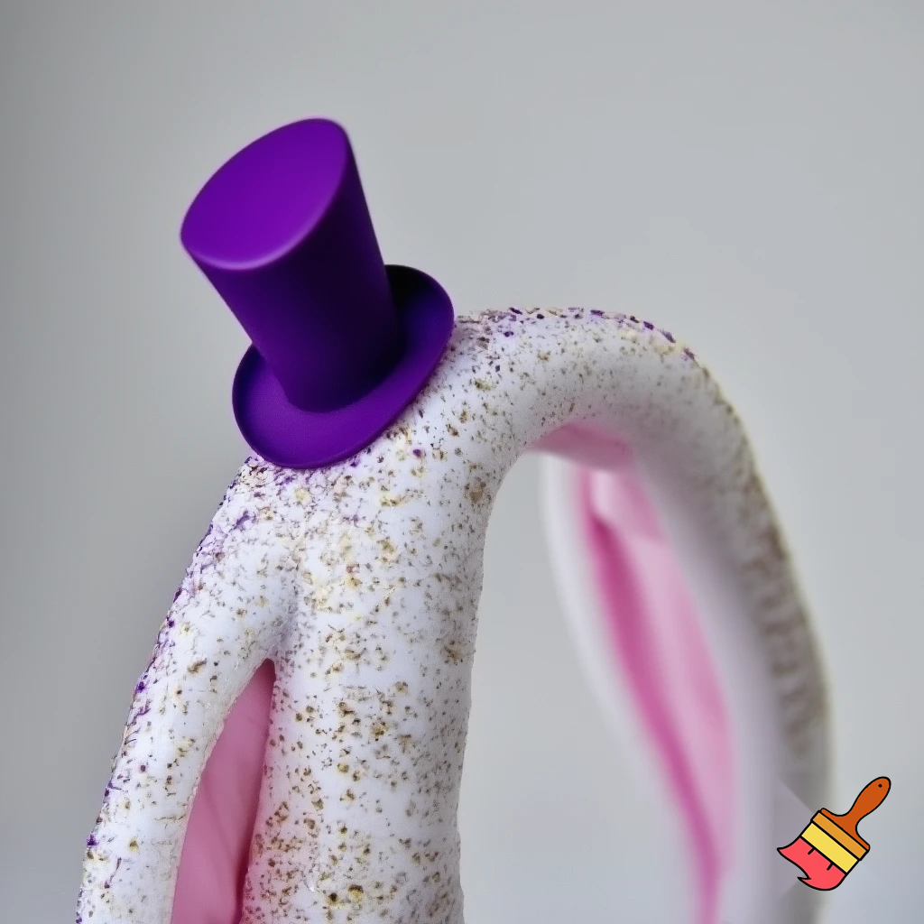 Easter bunny headband, top hat, purple and white with glitter gold purple glitter