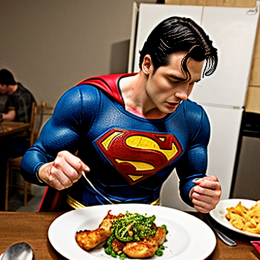 superman eating chicken