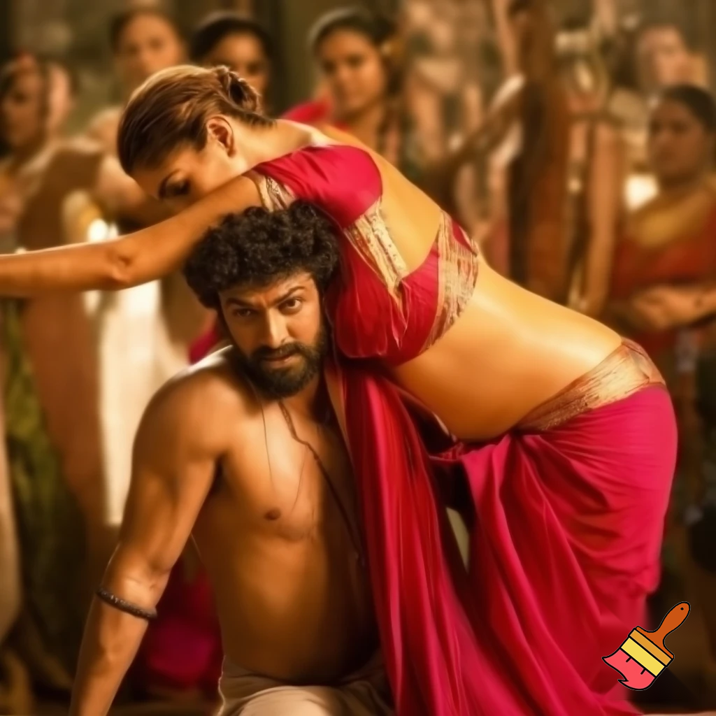Dominant strong nayanthara saree rapes her weak husband on their wedding anniversary by kneeing him on the groin to forcefully submit him during a domestic dispute between them to decide on the ruler of the house. she thrusts force on him to create maximum pain as she subdued him. His strength is of no match to her powerful hold and he couldn't free himself from her hold. Her beauty is soo seductive to him but he has no energy left to challenge her and she completely obliterates him. He yields to her dominance by submission. Reveal her toned back, body, strong buttocks and boobs in saree and his sweat as a result of tiring fight. Make it realistic and believable. She punishes him relentlessly as she exposed her strength, figure,and emotions, no one there to help him as he pleads for mercy