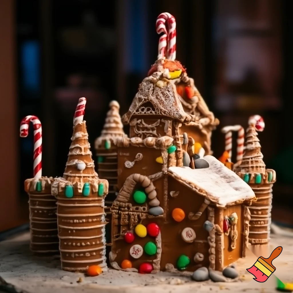 A gingerbread house castle