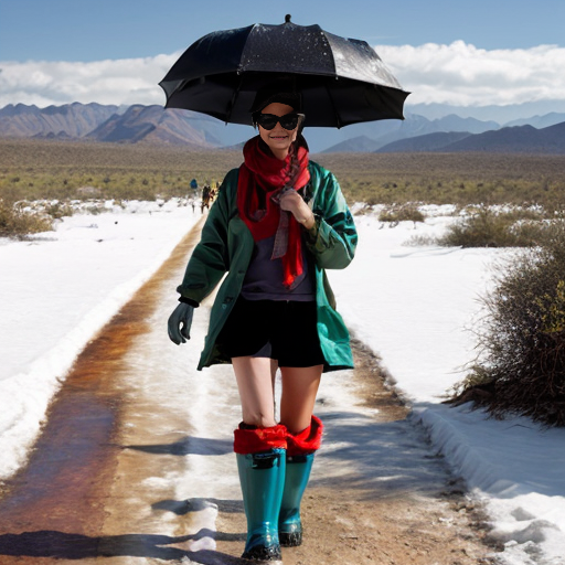create images for the following:Desert	hat, sunglasses, T-shirt, shorts, sunscreen
Rainforest	raincoat, rain boots, umbrella
Polar	heavy coat, winter hat, scarf, gloves, snow boots
Mountains	jacket, warm hat, boots, long pants