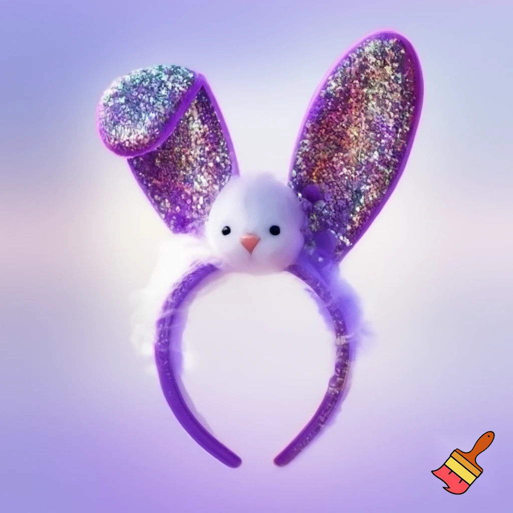 Special top hat headband Easter headband with rabbit, ears, purple and white purple and white with glitter