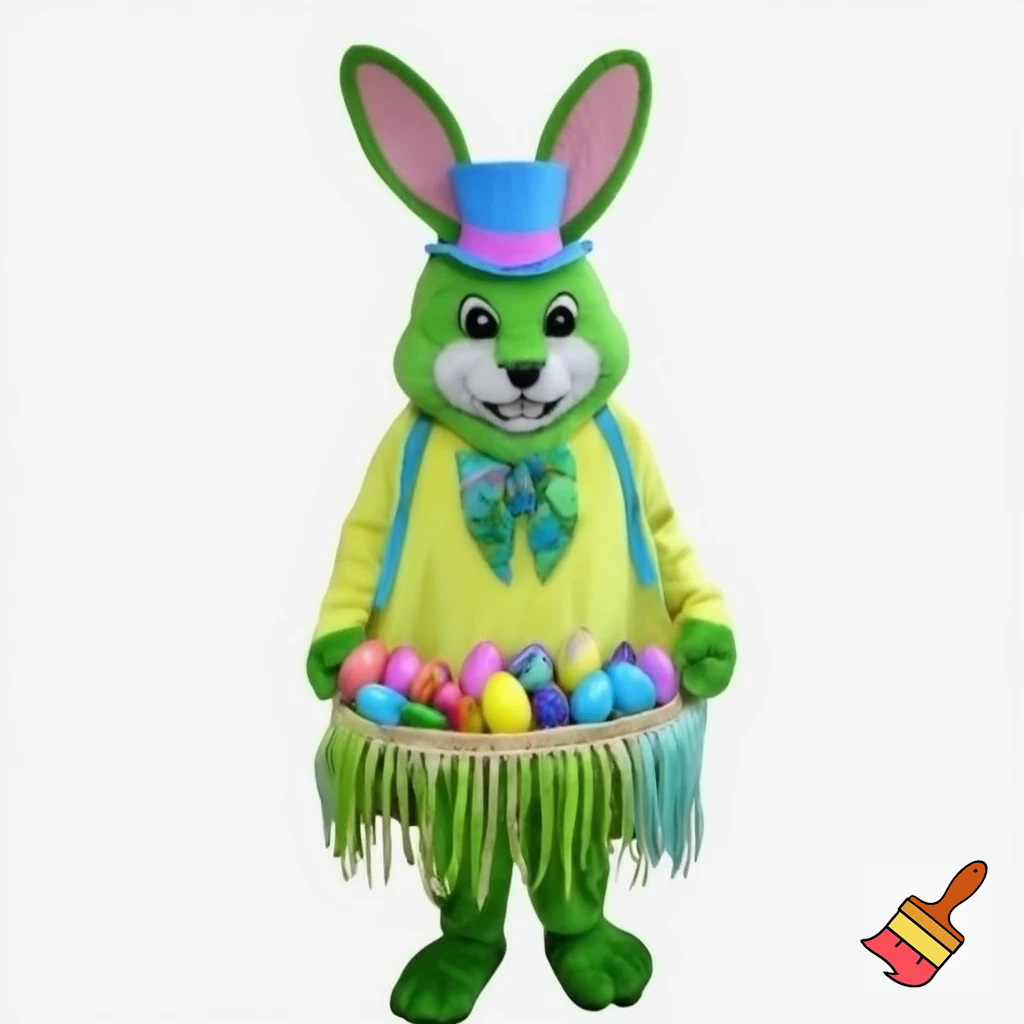 Easter bunny mascot top hat costume